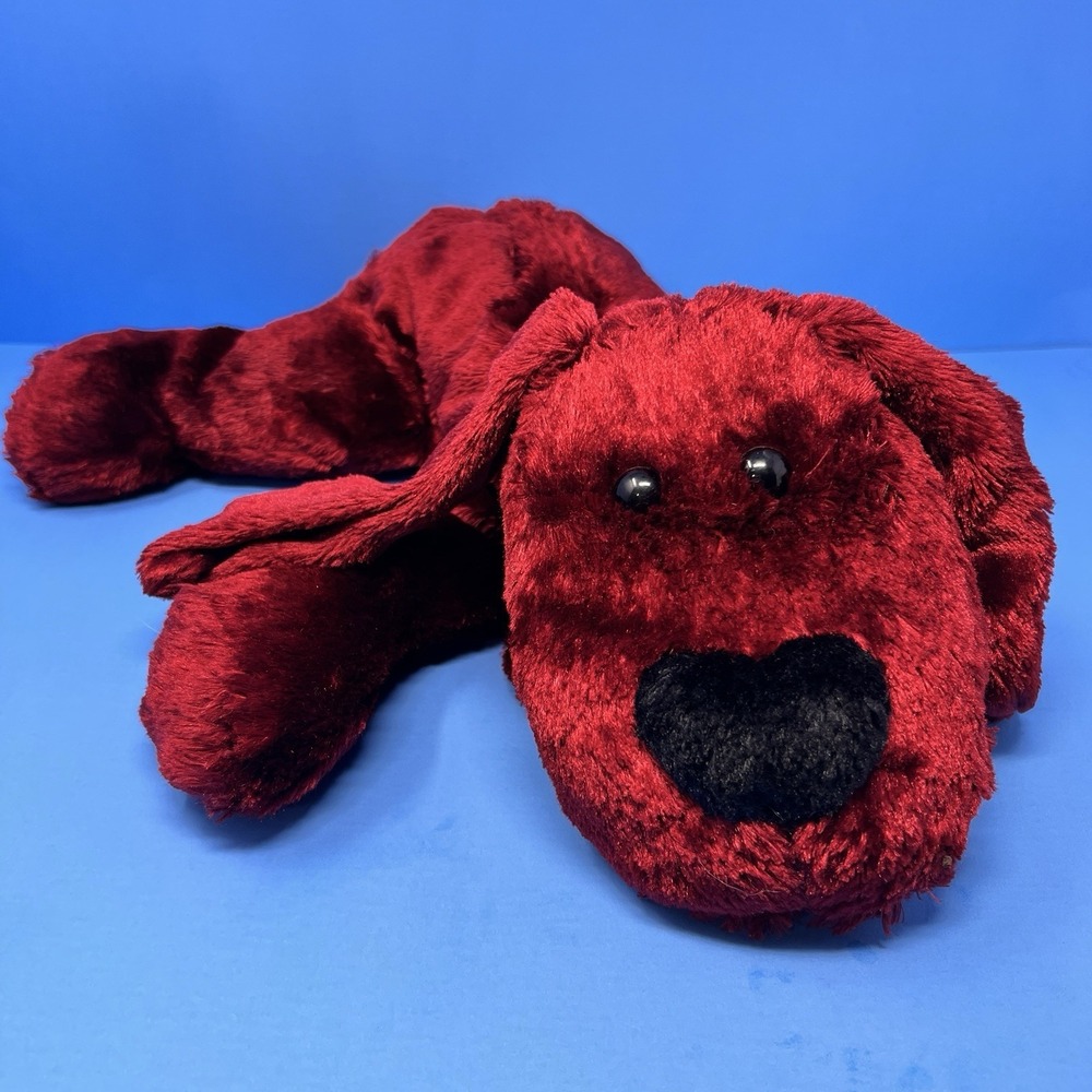 Vintage Kmart Red Hound Dog Plush 17 Inch Floppy Puppy Black Heart Nose Toy Soft